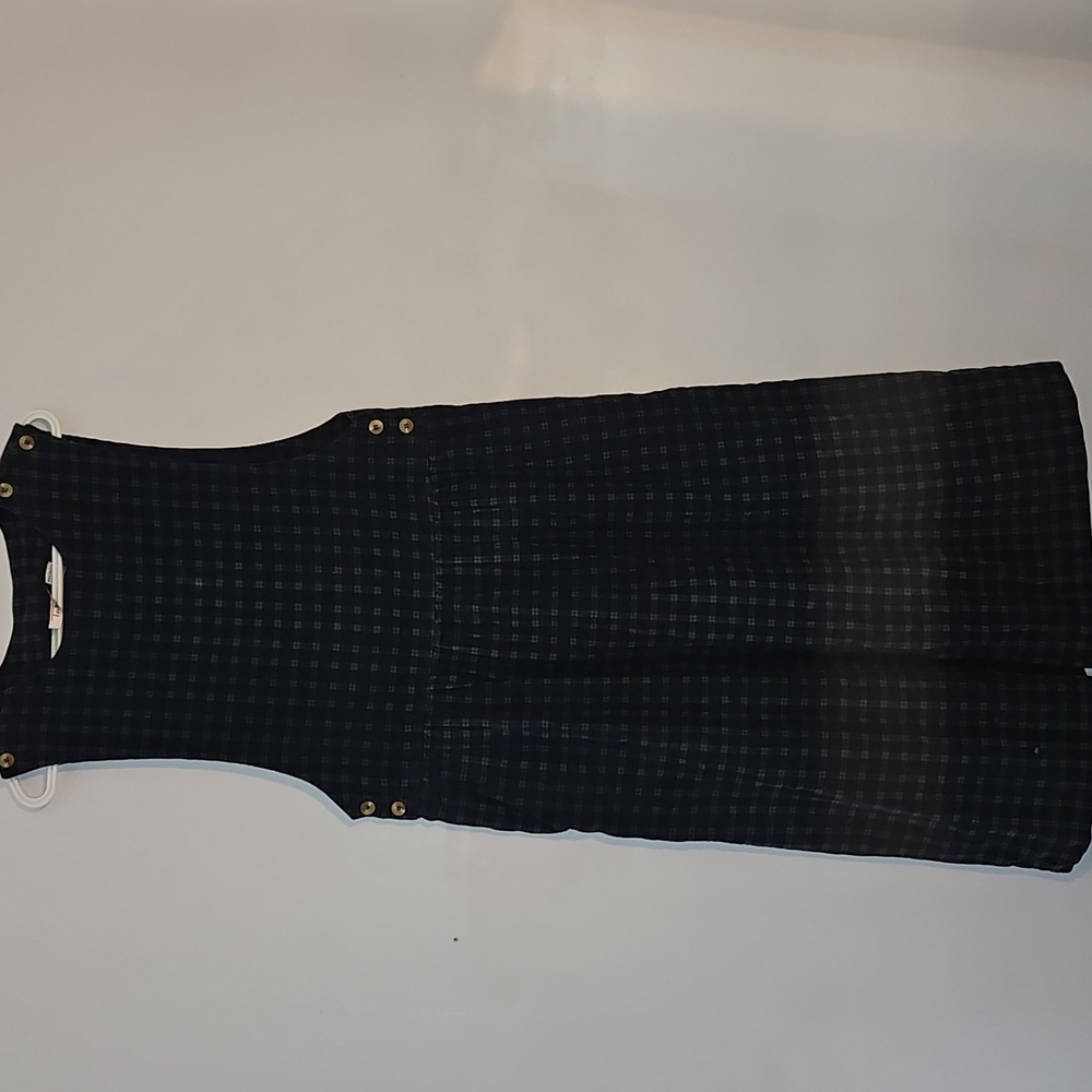 Talbots Overall Corduroy Midi Dress Cottragecore Prarie Pinafore Plaid Sz Large